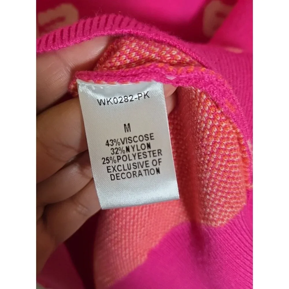 THML Pink Cream Bow Sweater with Bows Size Medium Super Soft - Picture 3 of 5